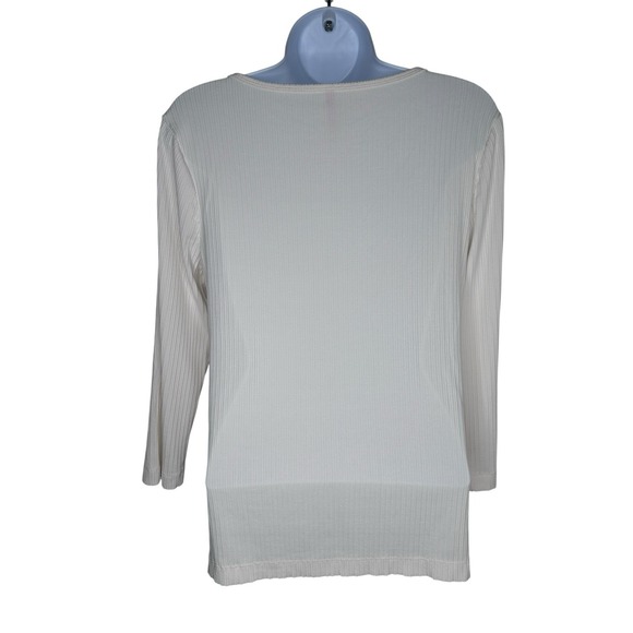 Spanx Top Stretch Rib Ribbed Powder Shirt Medium M L/S Square Fitted Minimalist - Picture 6 of 8